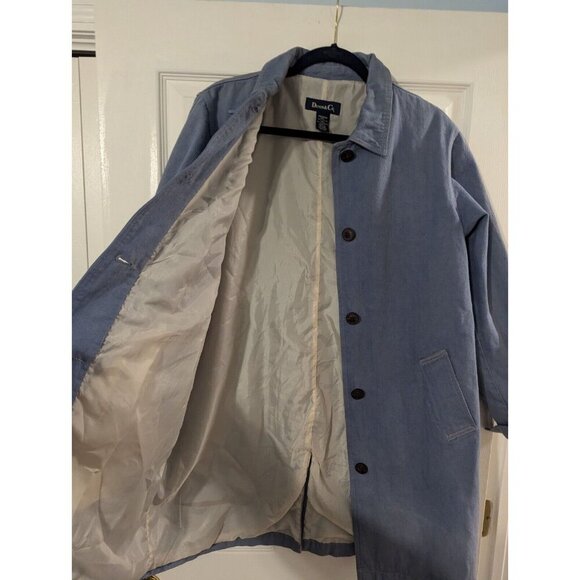 Denim & Company Women Size Medium Long Light Wash Denim Cotton Coat - Picture 9 of 10